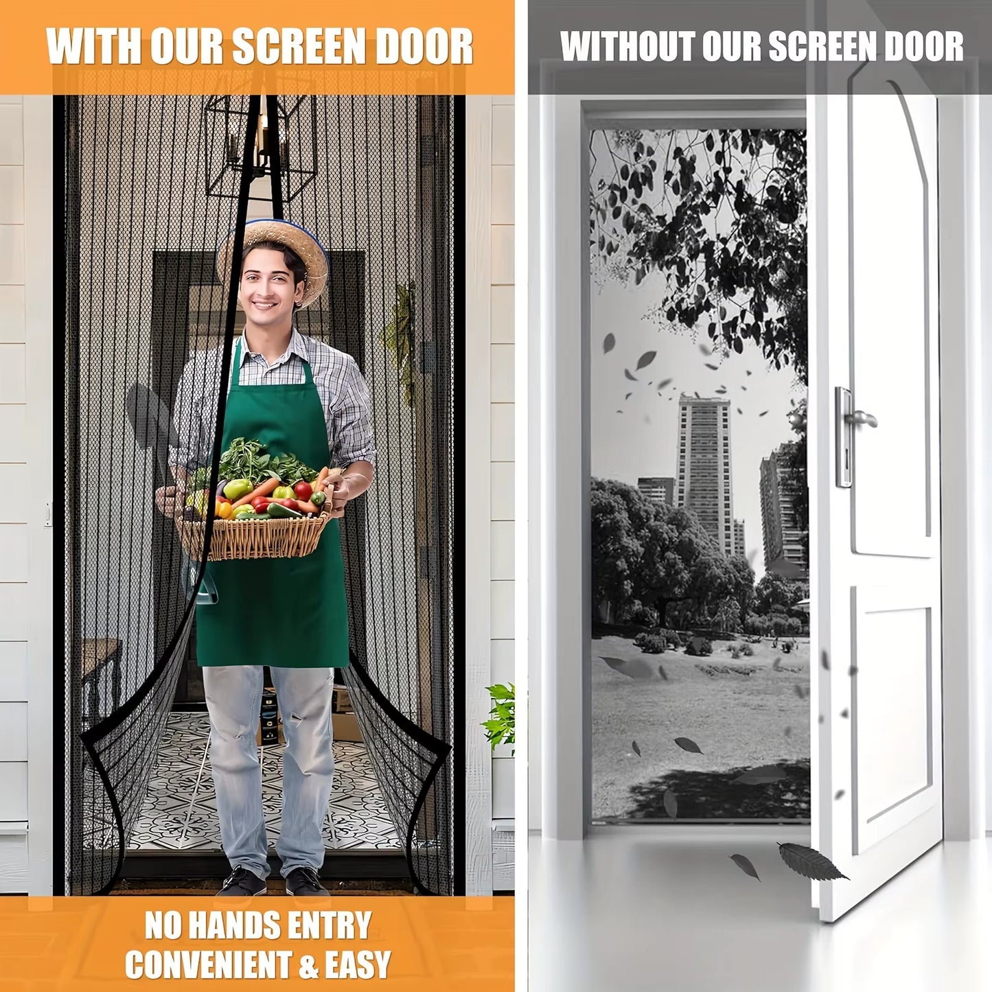 Punch-Free Magnetic Screen Door - Anti-Mosquito Ventilation Curtain made of Durable Fabric Material
