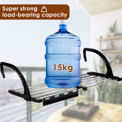 Stainless Steel Extendable Radiator Drying Rack - Foldable Balcony Clothes Airer and Shoe Rack with Window Towel Storage, Portable Design