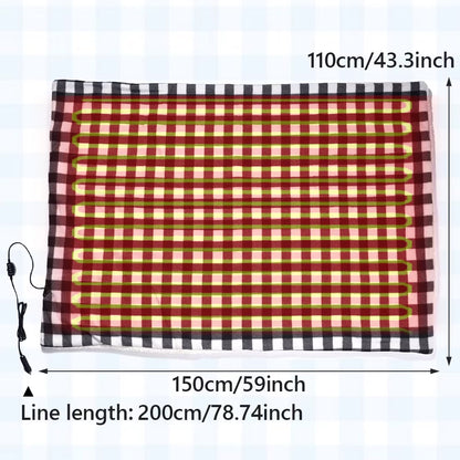 150×110CM Electric Blanket 12V 60W Thickened White Velvet High Low Switch 2M Extended Power Cord Winter Car Home Warm Blanket