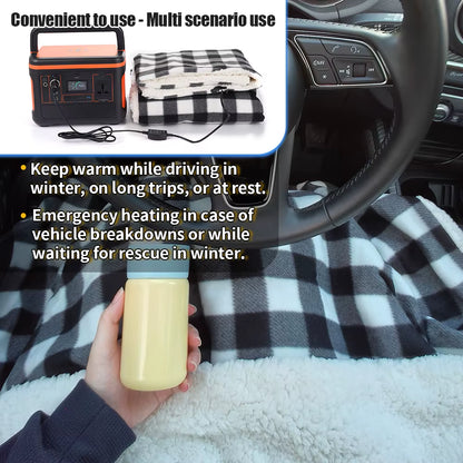 150×110CM Electric Blanket 12V 60W Thickened White Velvet High Low Switch 2M Extended Power Cord Winter Car Home Warm Blanket