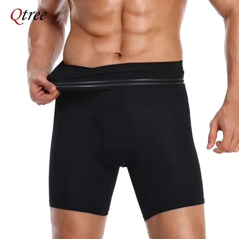 Elevate Your Look with Qtree Men's Slimming Compression Shorts - Perfect for Abdomen Reduction and Body Shaping