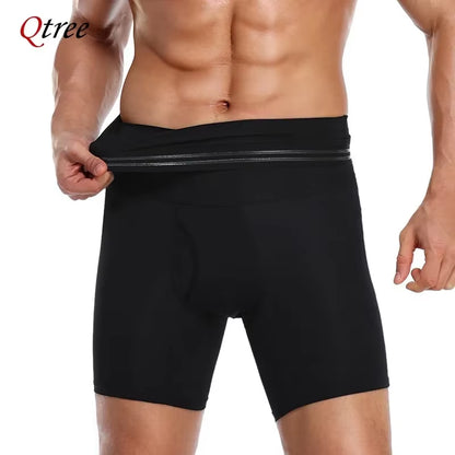 Elevate Your Look with Qtree Men's Slimming Compression Shorts - Perfect for Abdomen Reduction and Body Shaping