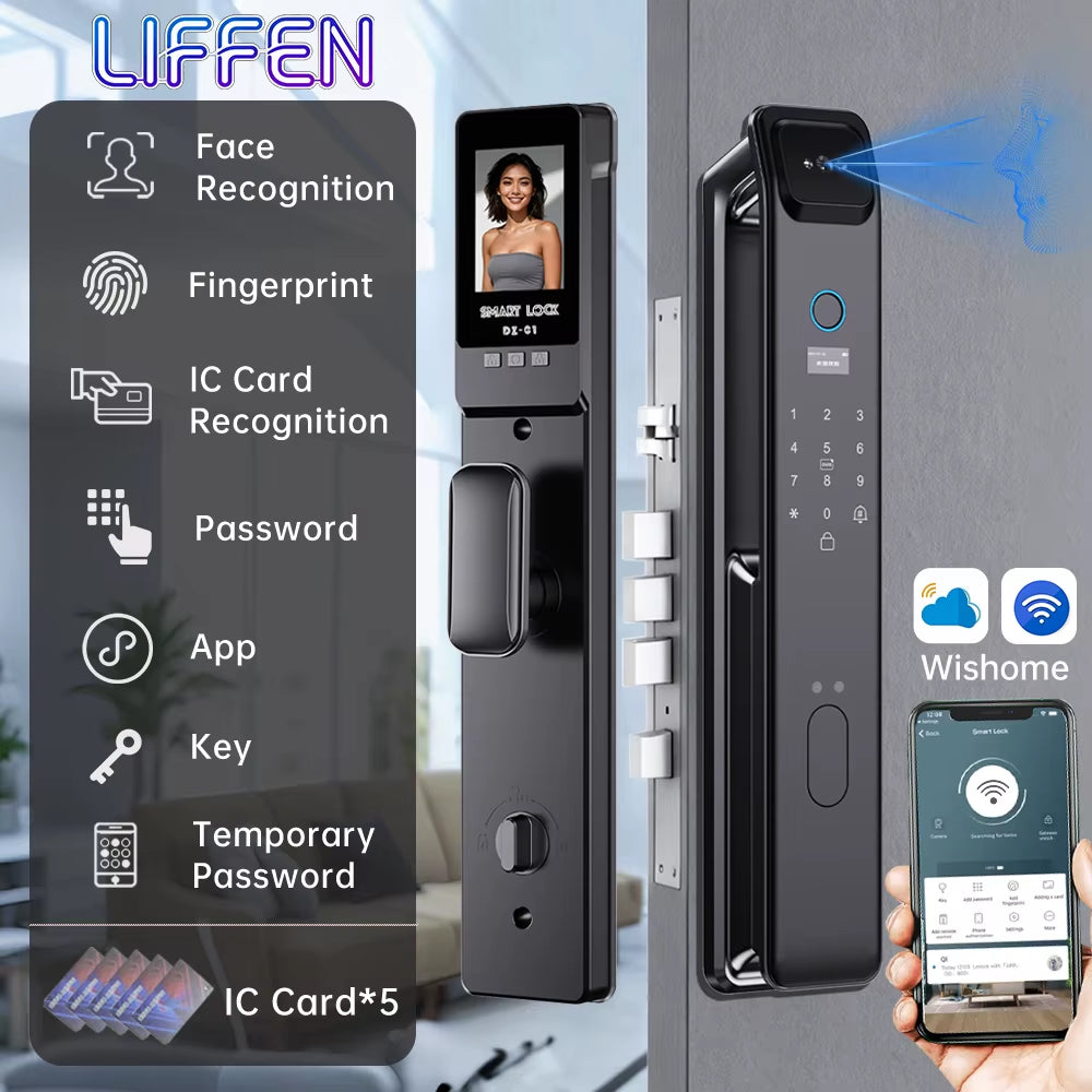 LIFFEN Wishome App Biometric Smart Door Lock with Fingerprint and Facial Recognition Technology