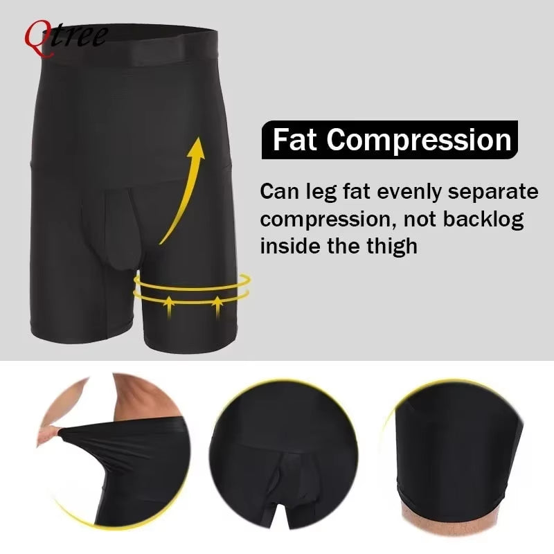 Elevate Your Look with Qtree Men's Slimming Compression Shorts - Perfect for Abdomen Reduction and Body Shaping