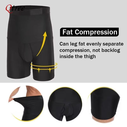 Elevate Your Look with Qtree Men's Slimming Compression Shorts - Perfect for Abdomen Reduction and Body Shaping